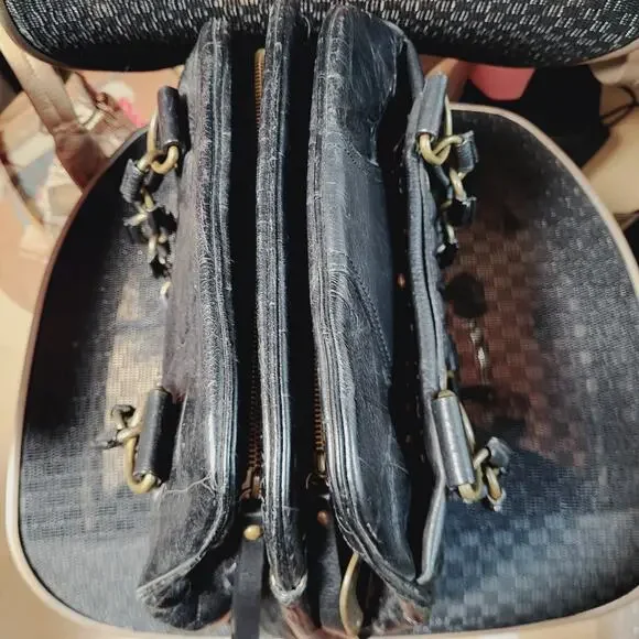 Vintage Betsy Johnson Chains Studs Croc Print Leather Multi-Sectional Punk Bag - Picture 9 of 16